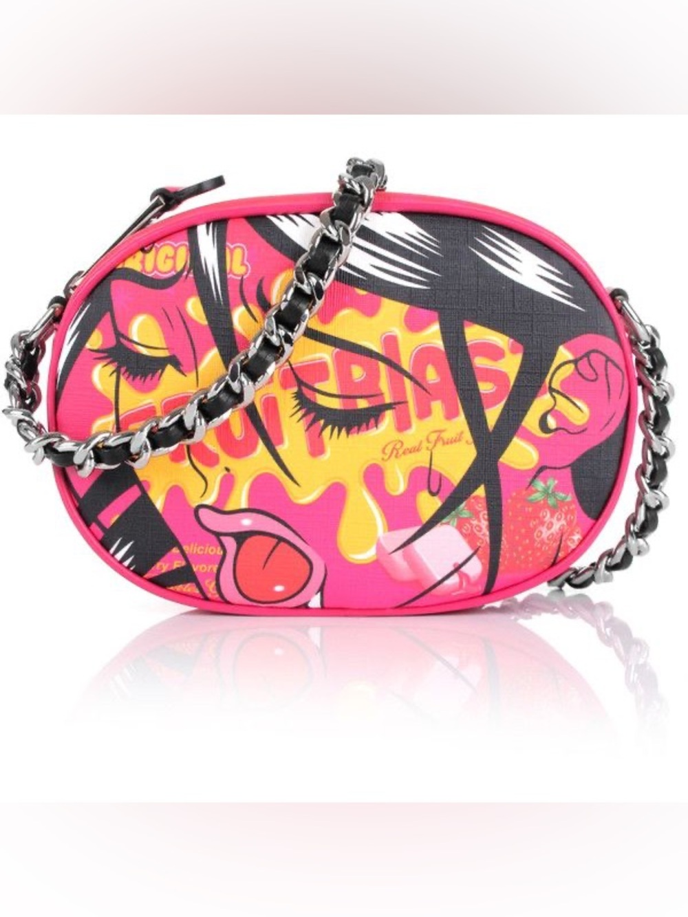 NEW NWT Moschino Fruit Blast Pink Graphic Crossbody Bag Purse Pop Art Candy - Picture 2 of 8